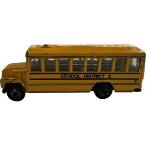 Vintage Matchbox School Bus District 2 Die-Cast Yellow Emergency Exit 1980s
